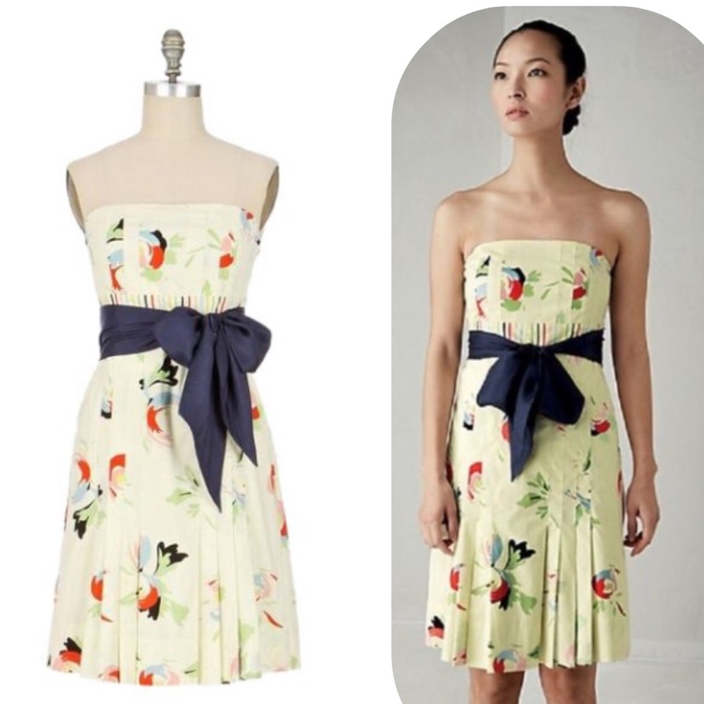 Anthro Maeve Strapless Floral Dress